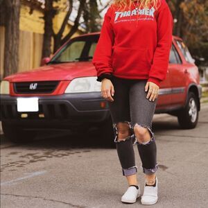 Levi’s High Rise Skinny Distressed Off-Black Jeans